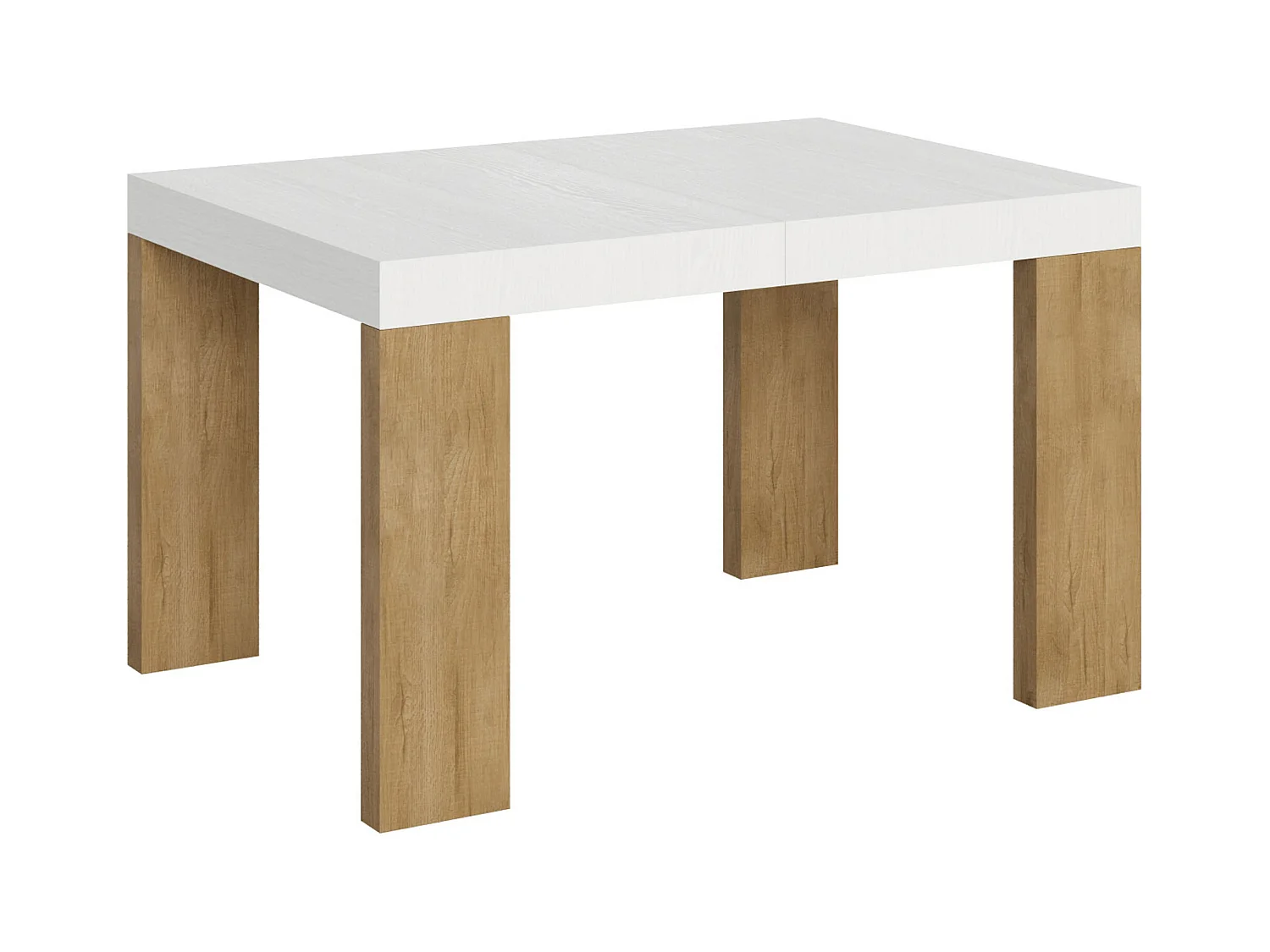 Uitschuifbare tafel 90x130/390 cm Roxell Mix Wit Essen blad - Nature Oak poten