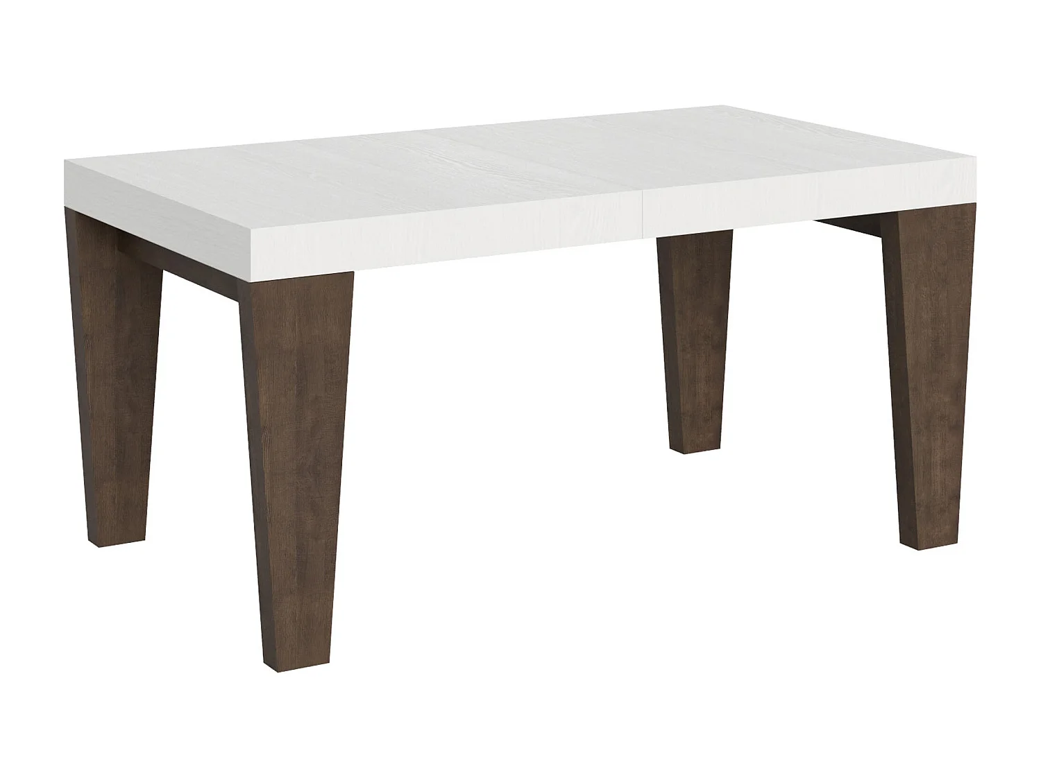 Mesa de jantar extensível 90x160/264 cm Spimbo Mix plano Cinza Branca - pernas Nogueira