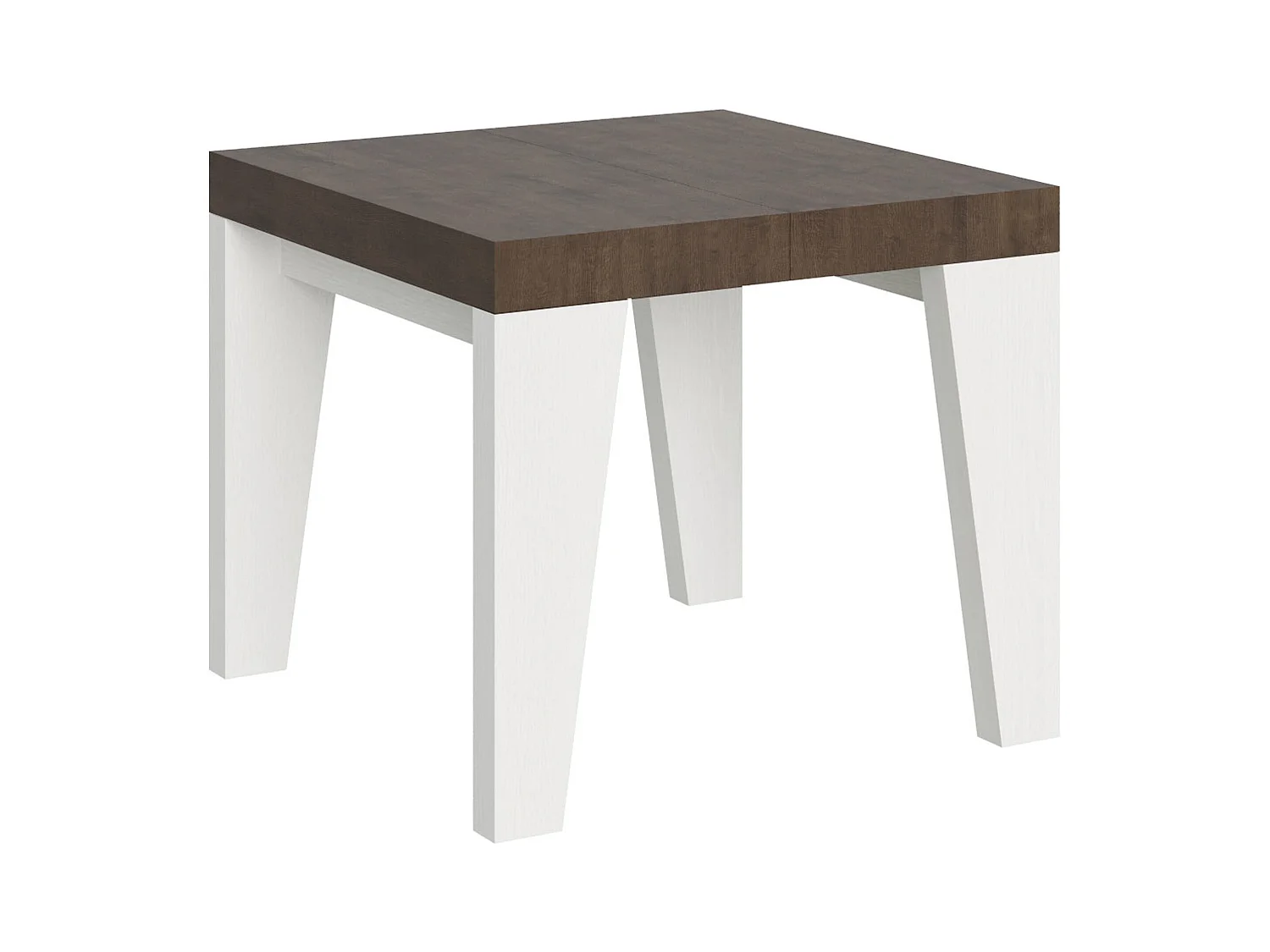 Table extensible 90x90/246 cm Naxy Mix dessus Noyer pieds Frêne Blanc