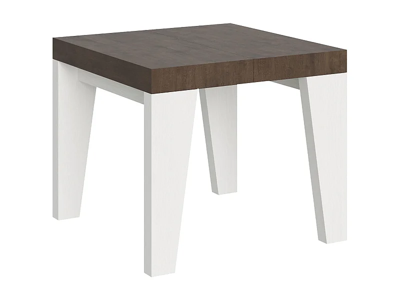 Table extensible 90x90/246 cm Naxy Mix dessus Noyer pieds Frêne Blanc