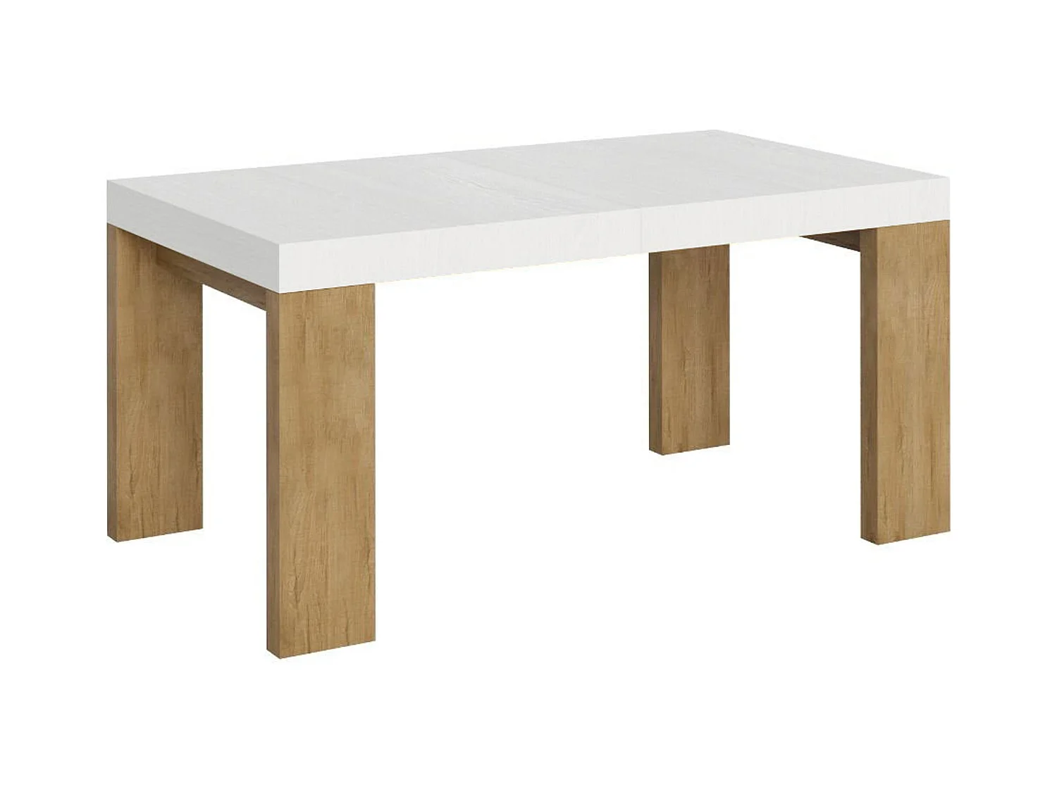 Table extensible 90x160/420 cm Roxell Mix dessus Frêne Blanc pieds Chêne Nature