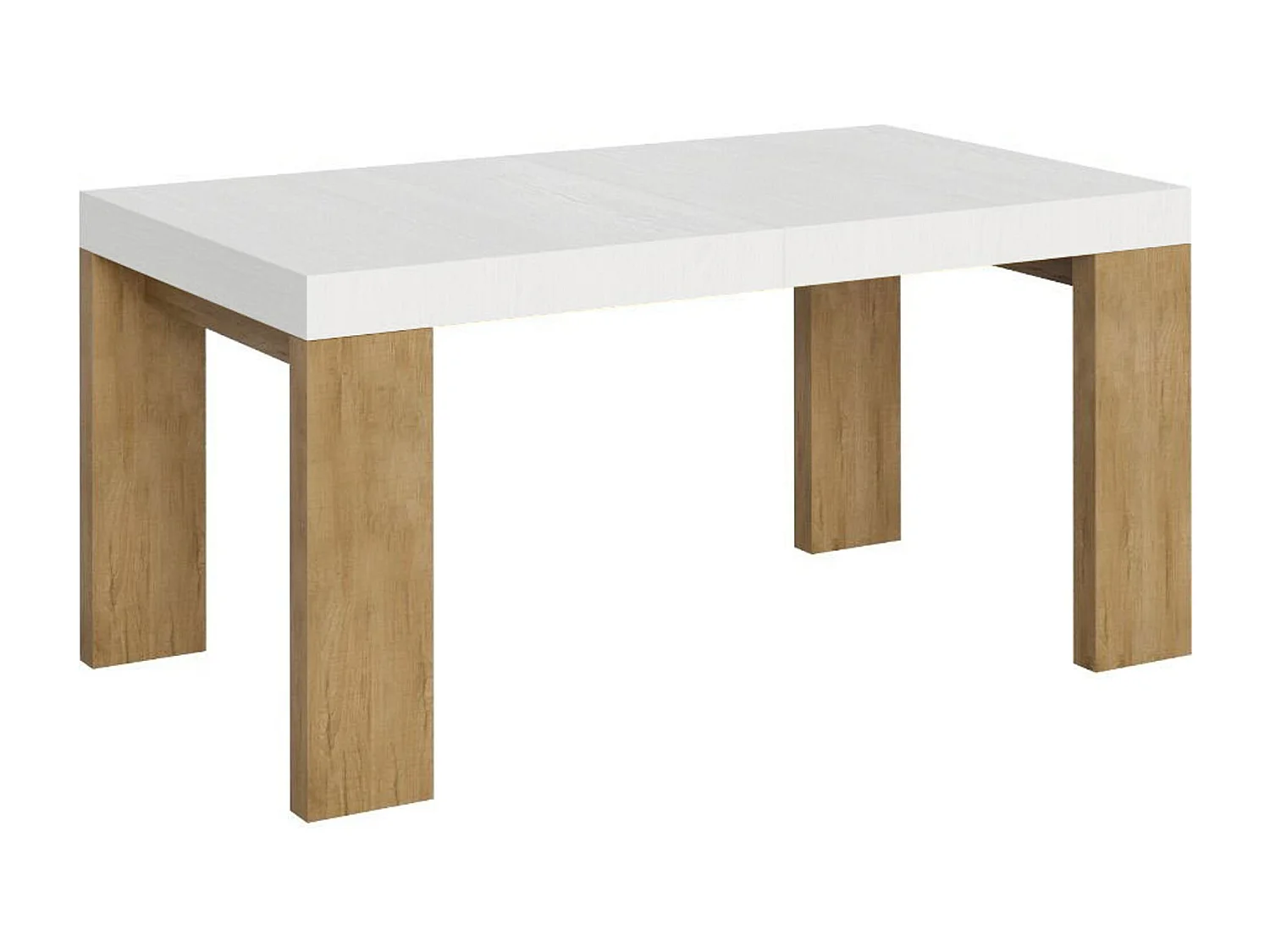 Mesa rectangular extensible madera blanca y natural 160 a 420 cm Ribo-Soporte 2 pies