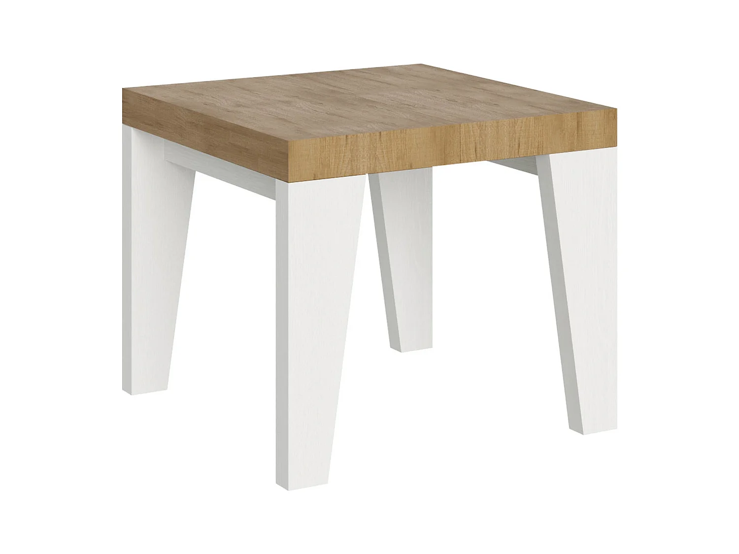 Table extensible 90x90/246 cm Naxy Mix dessus Chêne Nature pieds Frêne Blanc