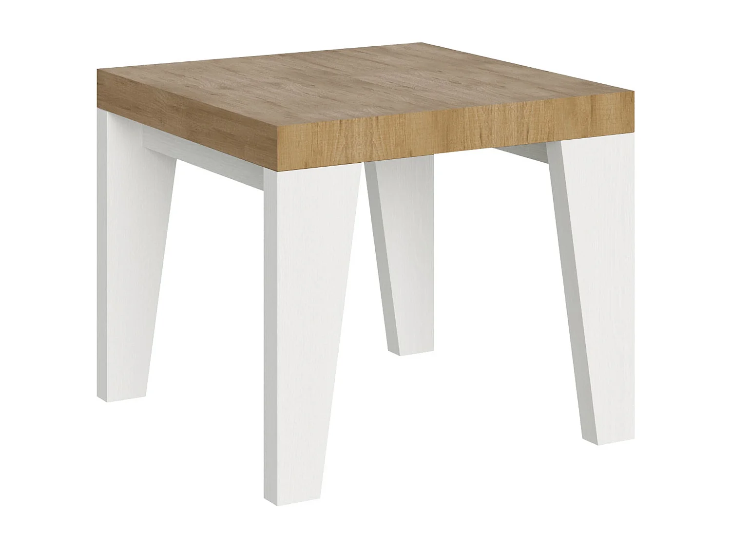 Table extensible 90x90/246 cm Naxy Mix dessus Chêne Nature pieds Frêne Blanc