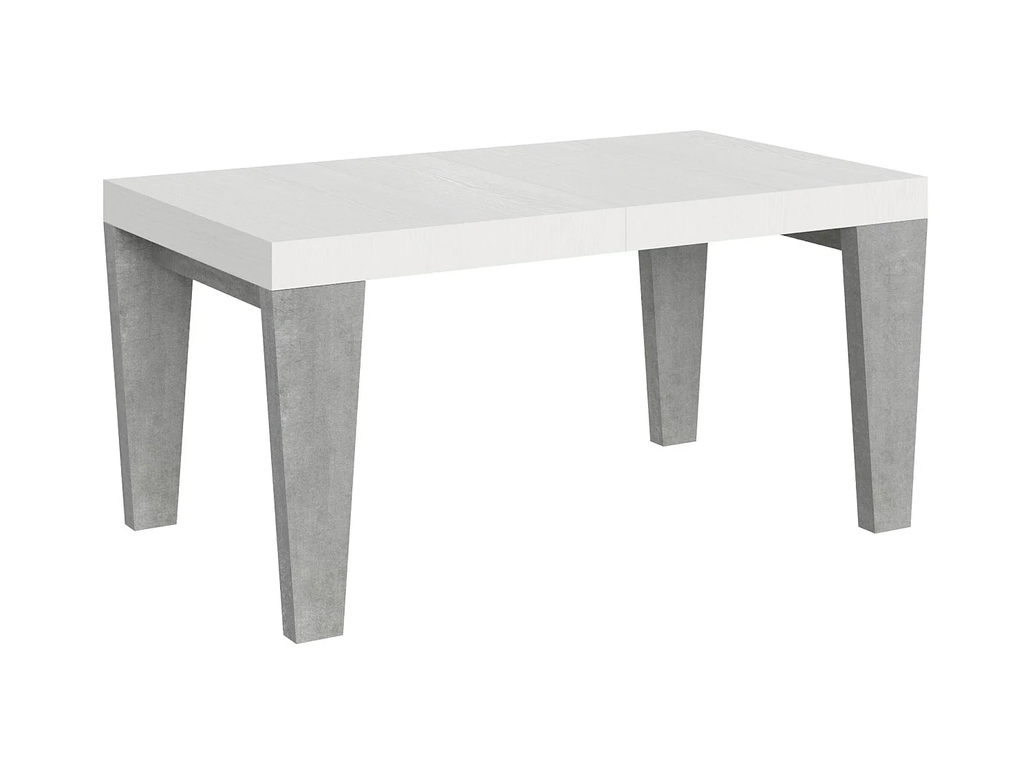 Table extensible 90x160/420 cm Spimbo Mix dessus Frêne Blanc pieds Gris Béton