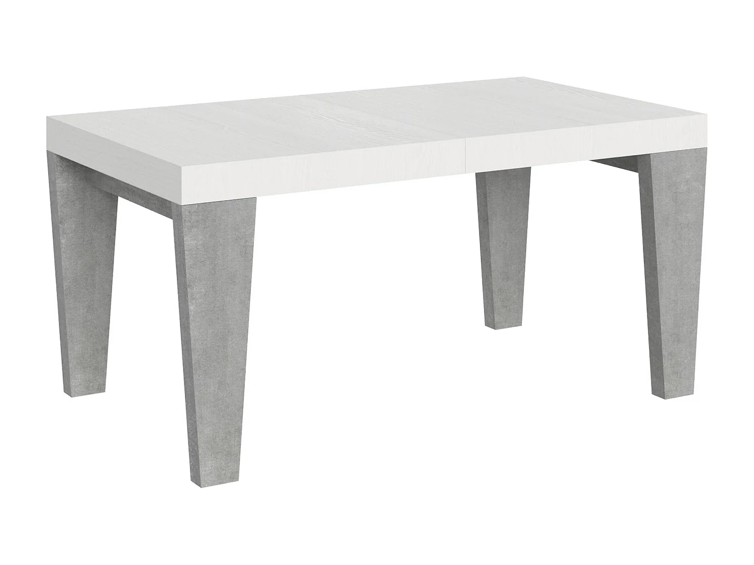 Table extensible 90x160/420 cm Spimbo Mix dessus Frêne Blanc pieds Gris Béton
