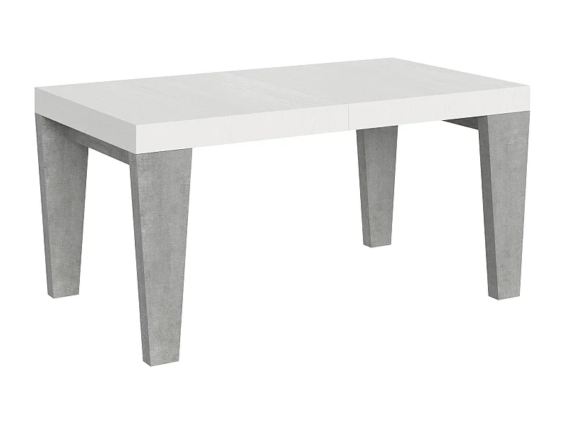 Mesa extensible blanca y patas gris hormigón de 6 a 20 plazas Kristo de 160 a 420 cm-Soporte 2 pies