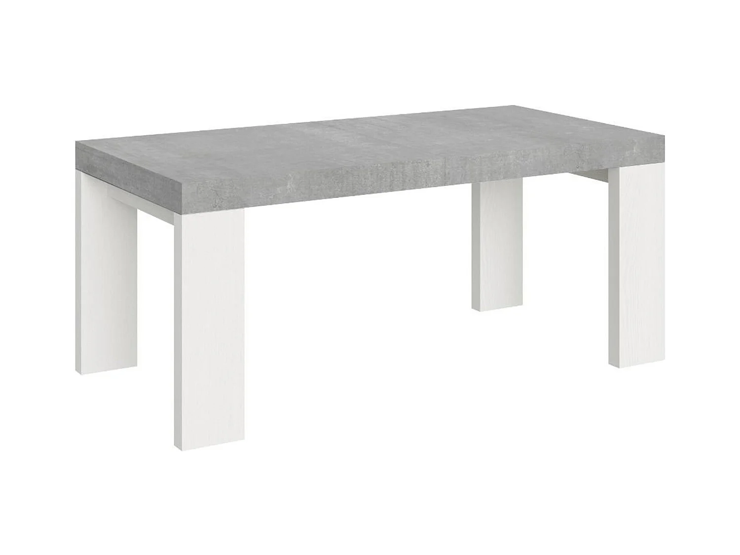 Table extensible 90x180/440 cm Roxell Mix dessus Gris Béton pieds Frêne Blanc