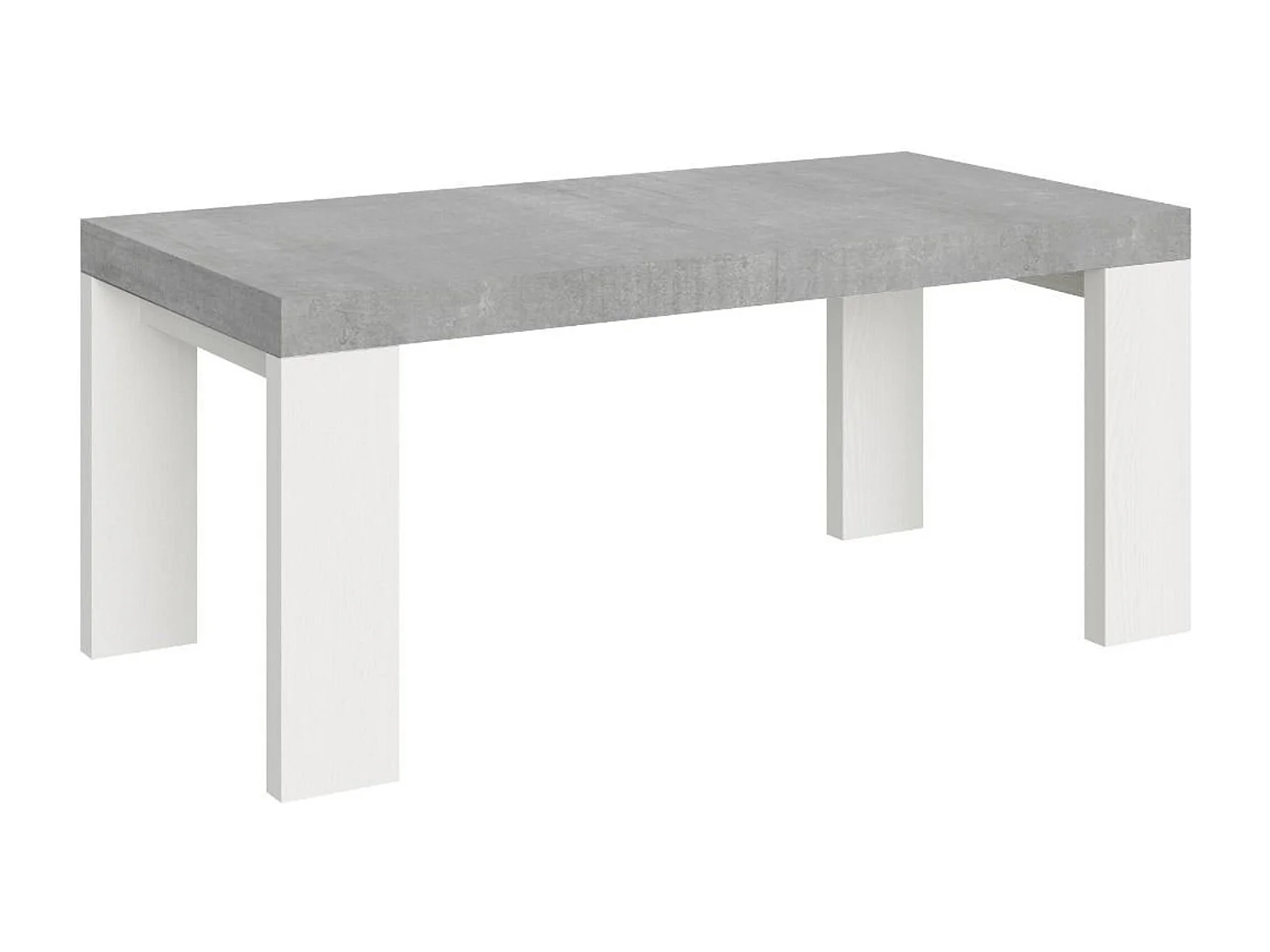 Table extensible 90x180/440 cm Roxell Mix dessus Gris Béton pieds Frêne Blanc