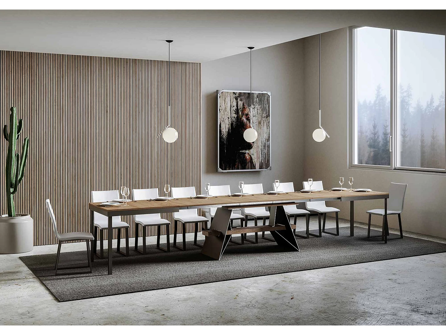 Table extensible 90x160/420 cm Baita Evolution Chêne Nature cadre Anthracite