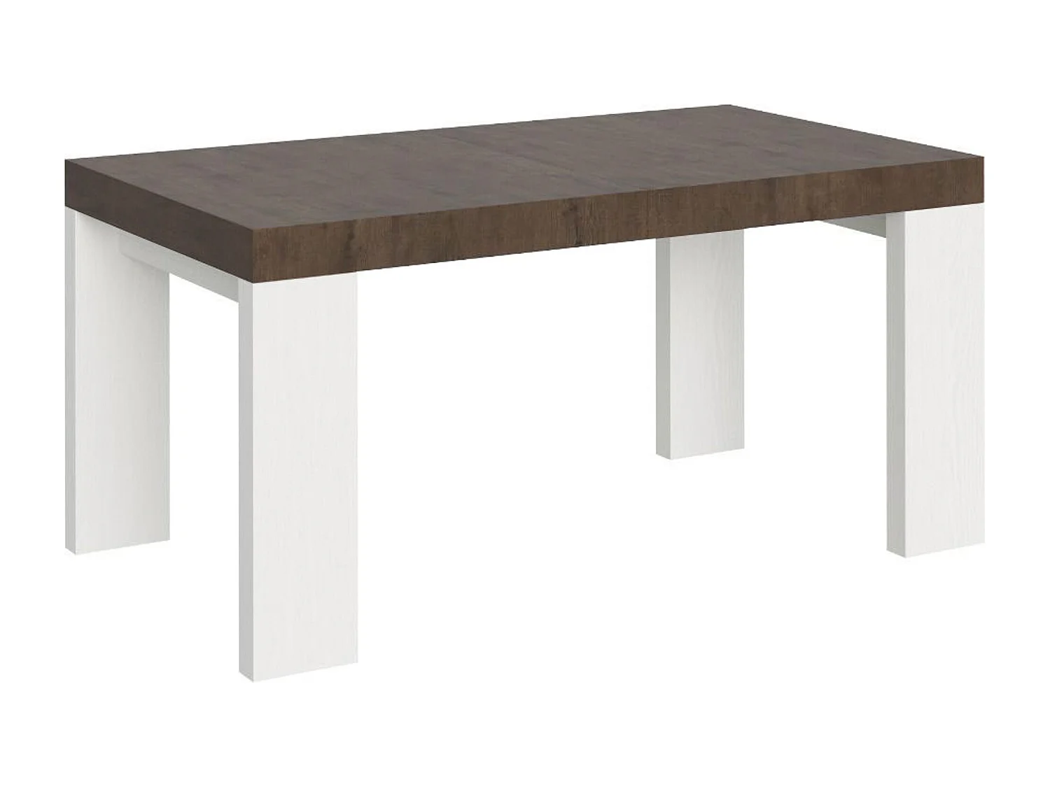 Table extensible 90x160/264 cm Roxell Mix dessus Noyer pieds Frêne Blanc