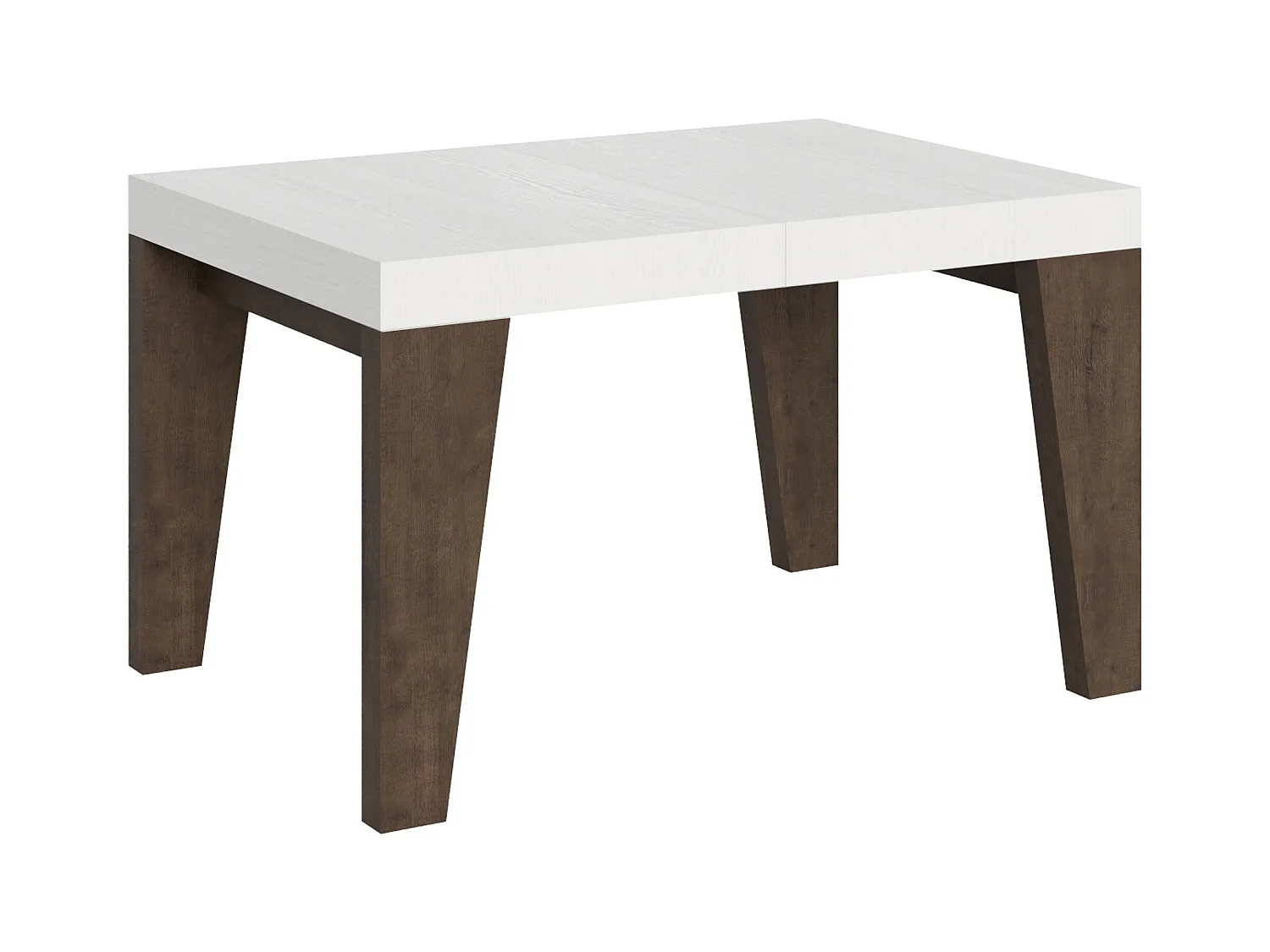 Table extensible 90x130/234 cm Naxy Mix dessus Frêne Blanc pieds Noyer