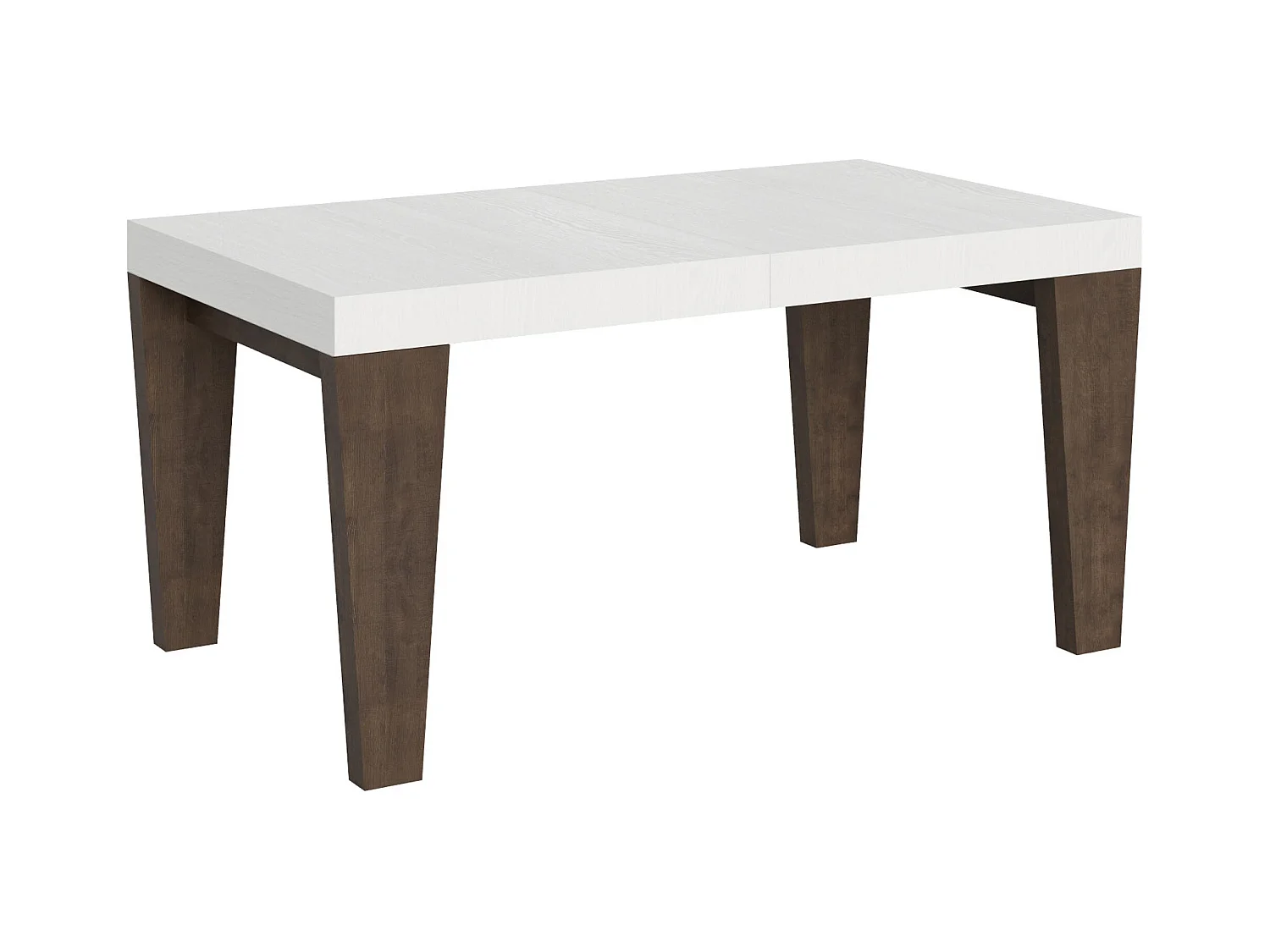 Table extensible 90x160/420 cm Spimbo Mix dessus Frêne Blanc pieds Noyer