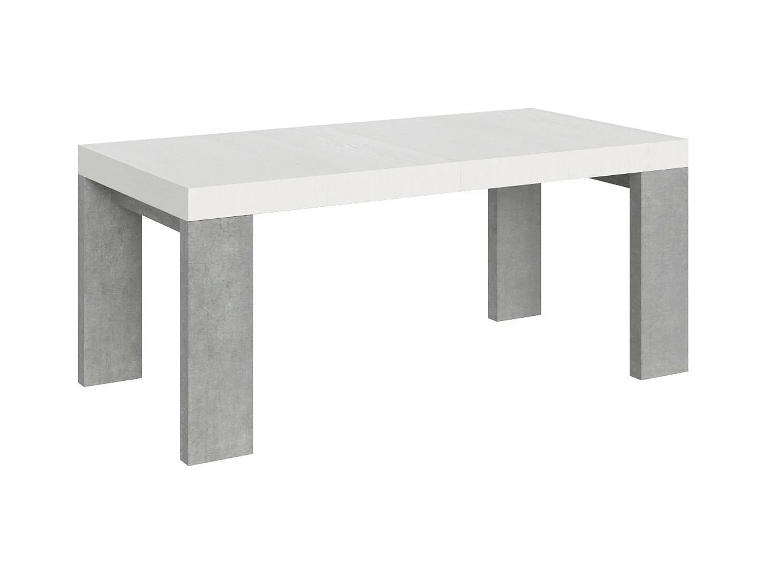 Mesa extensible 90x180/284 cm Roxell Mix Tapa fresno blanco - Patas cemento