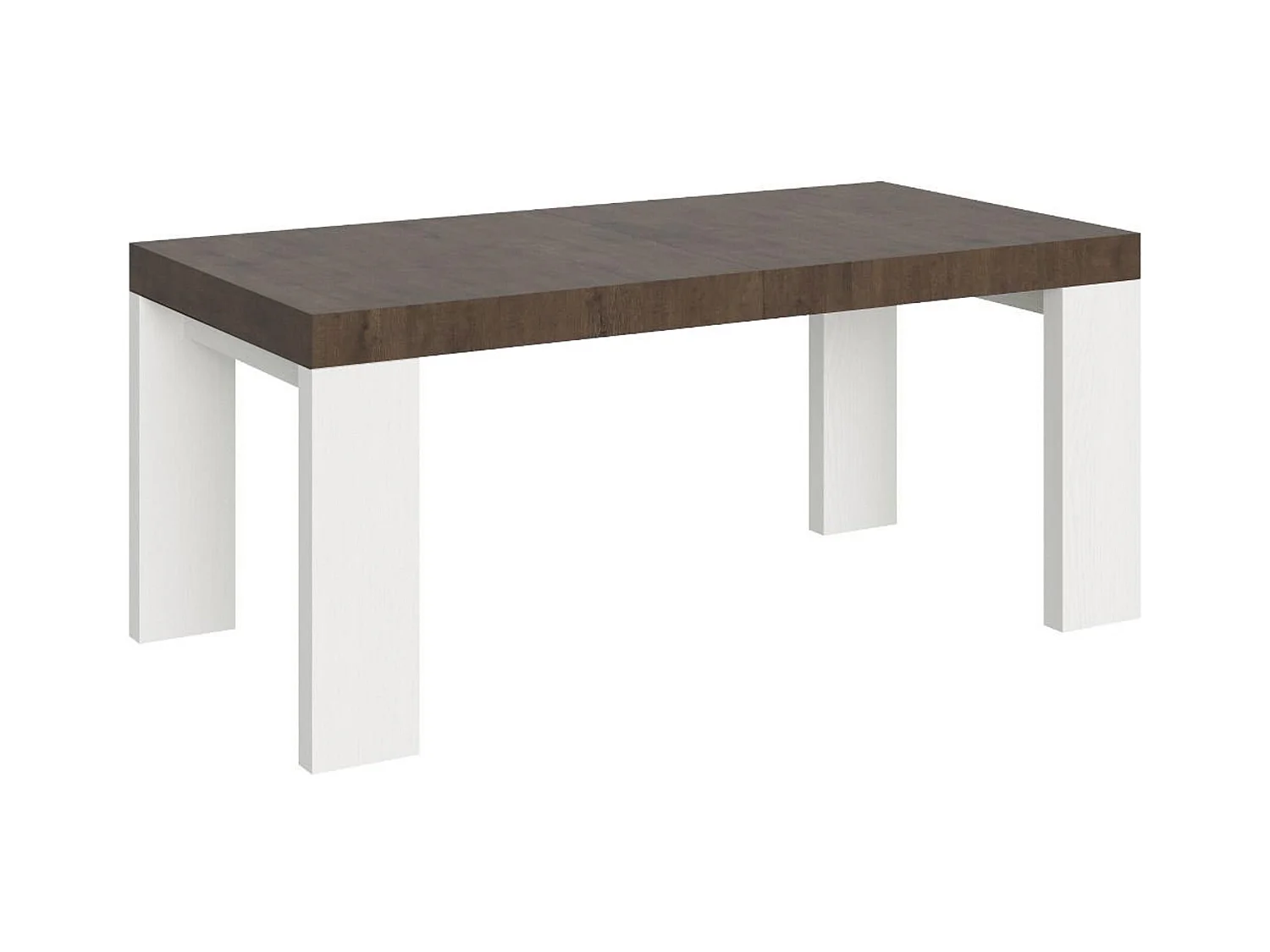 Table extensible 90x180/440 cm Roxell Mix dessus Noyer pieds Frêne Blanc