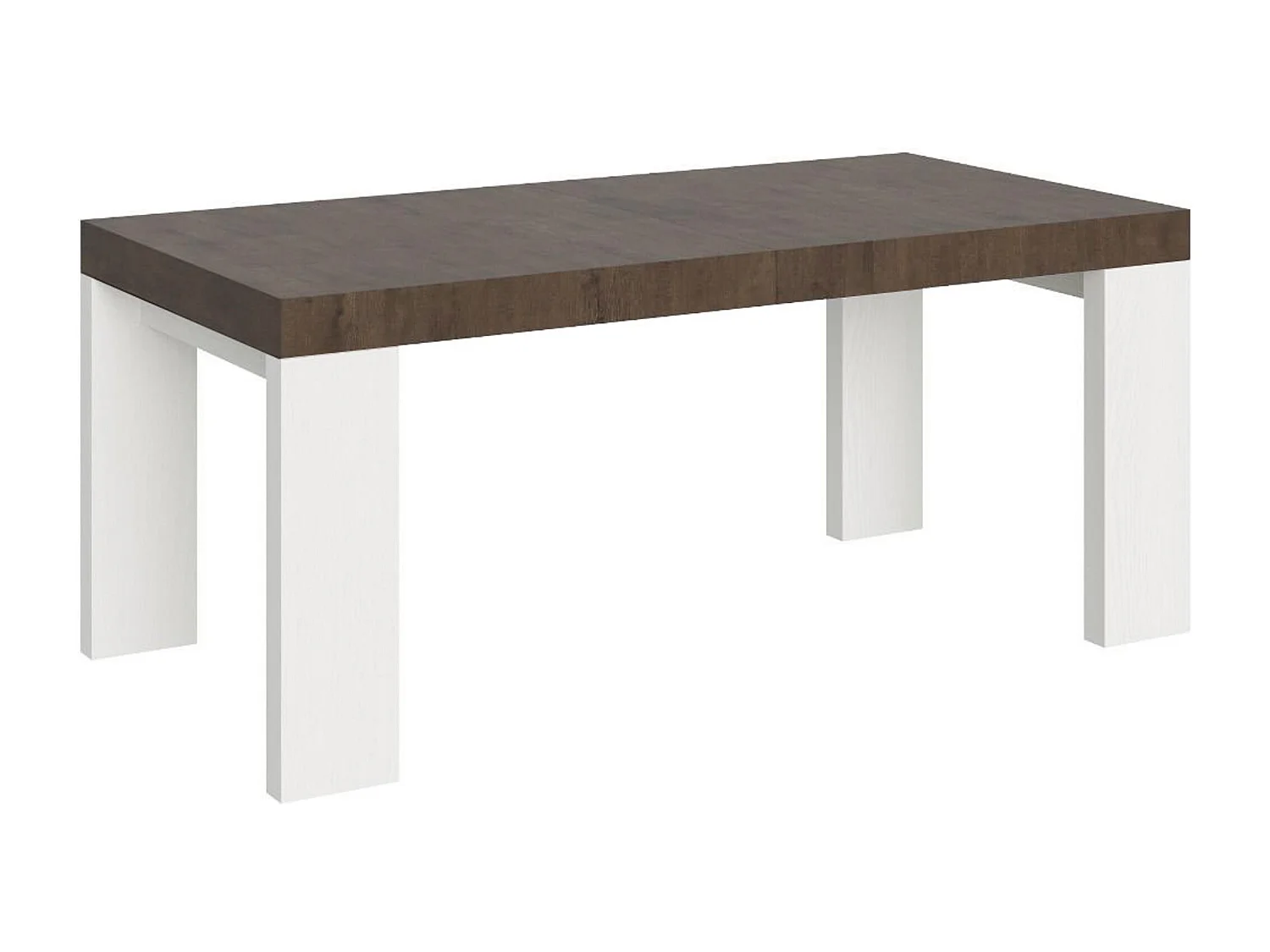 Table extensible 90x180/440 cm Roxell Mix dessus Noyer pieds Frêne Blanc