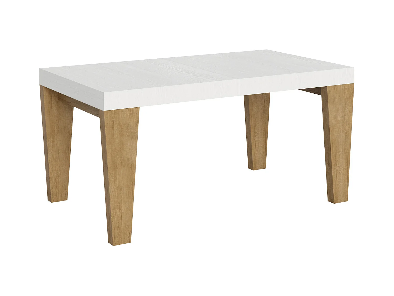 Table extensible 90x160/264 cm Spimbo Mix dessus Frêne Blanc pieds Chêne Nature