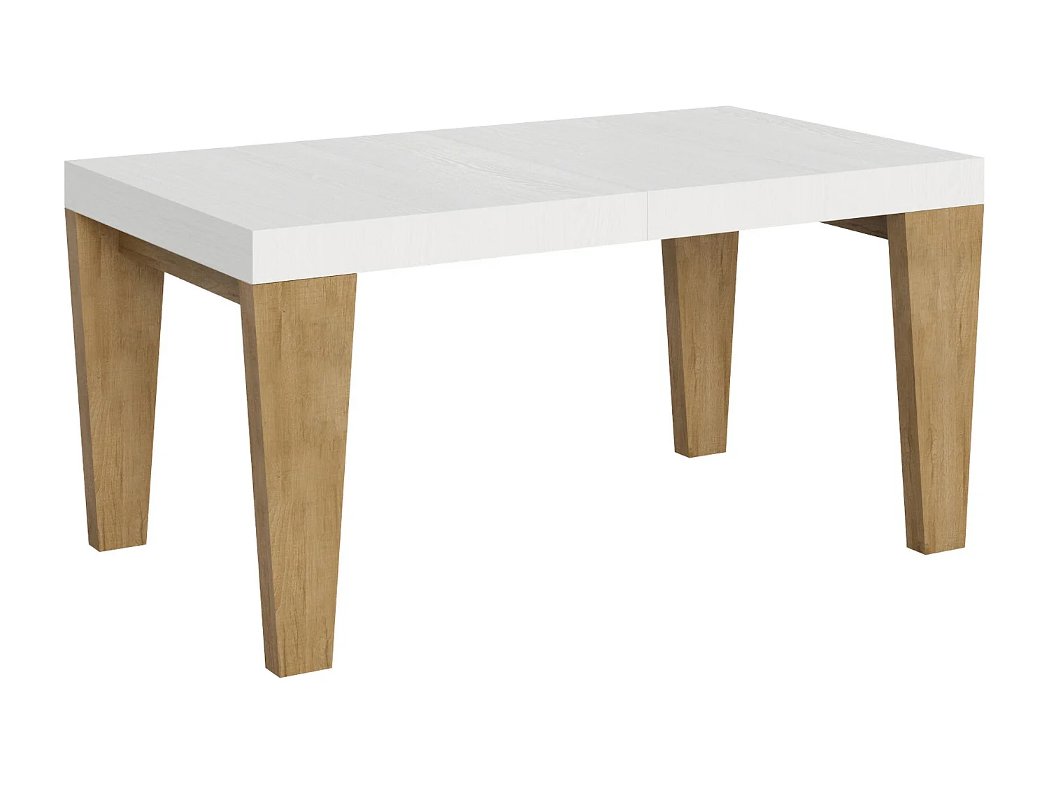 Table extensible 90x160/264 cm Spimbo Mix dessus Frêne Blanc pieds Chêne Nature