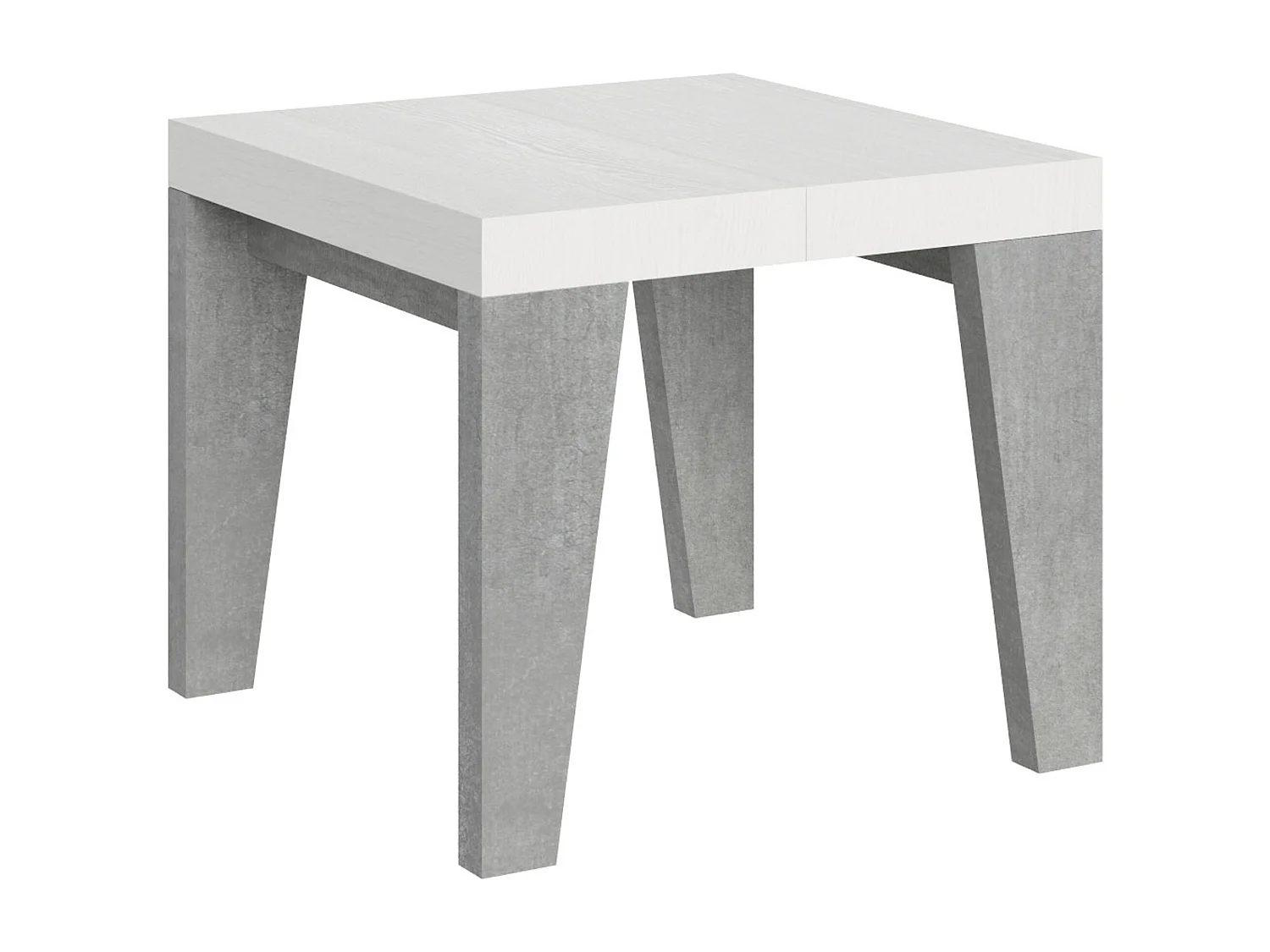 Mesa extensible cuadrada pequeña de madera blanca y gris de 90 a 246 cm Naxo-Soporte 2 pies