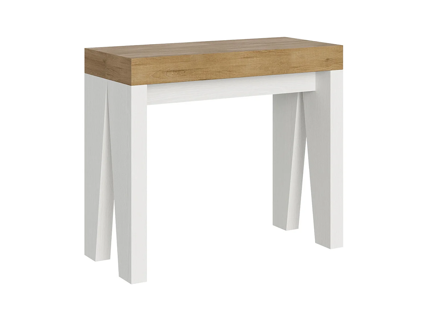 Console extensible 90x40/196 cm Naxy Mix Small dessus Chêne Nature - structure Frêne Blanc