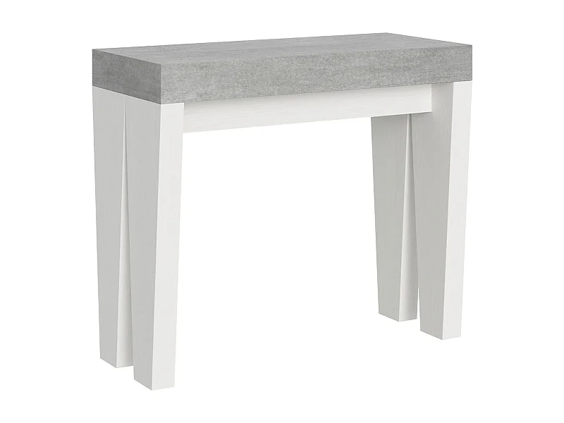 Konsola rozkładana 90x40/196 cm Spimbo Mix Small Blat cementowy - struktura białego jesionu