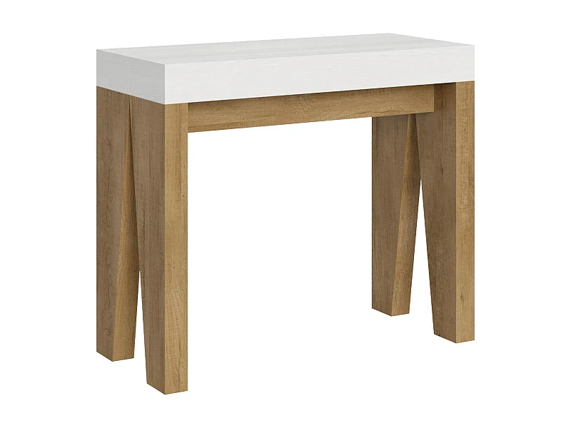 Ausziehbare Konsole 90x40/196 cm Naxy Mix Small White Ash Top – Struktur aus Natureiche