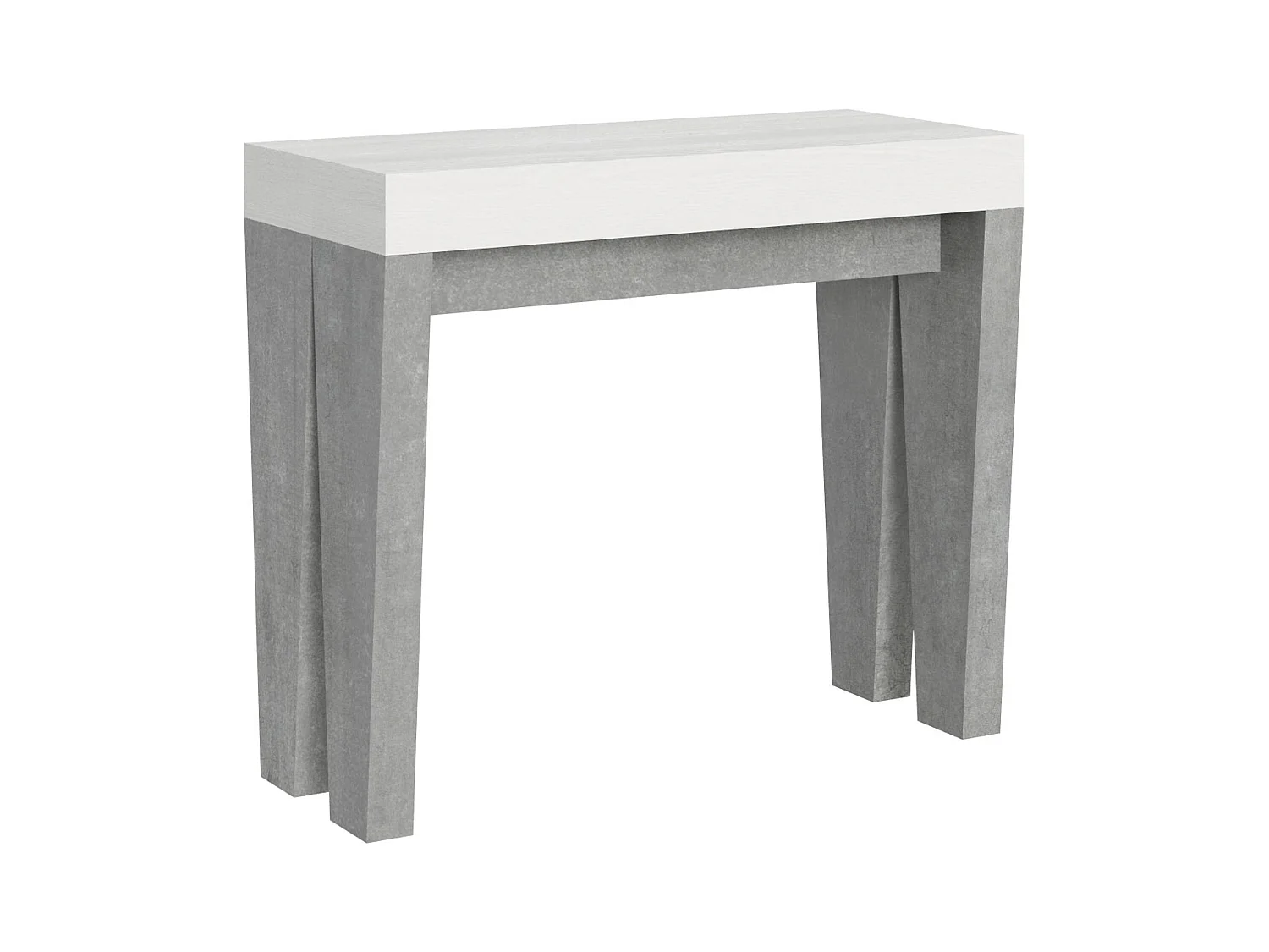 Console extensible 90x40/196 cm Spimbo Mix Small dessus Frêne Blanc - structure Gris Béton