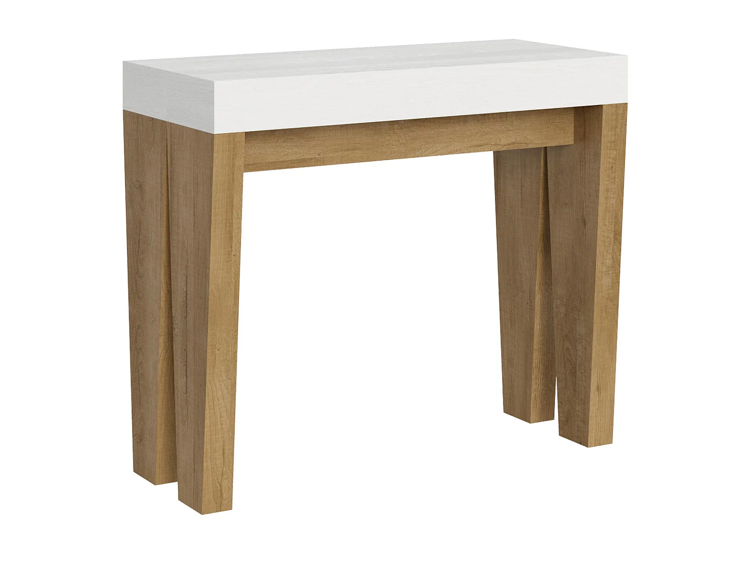 Konsola rozkładana 90x40/196 cm Spimbo Mix Small Blat Frassino biała - Struktura Dąb naturalny