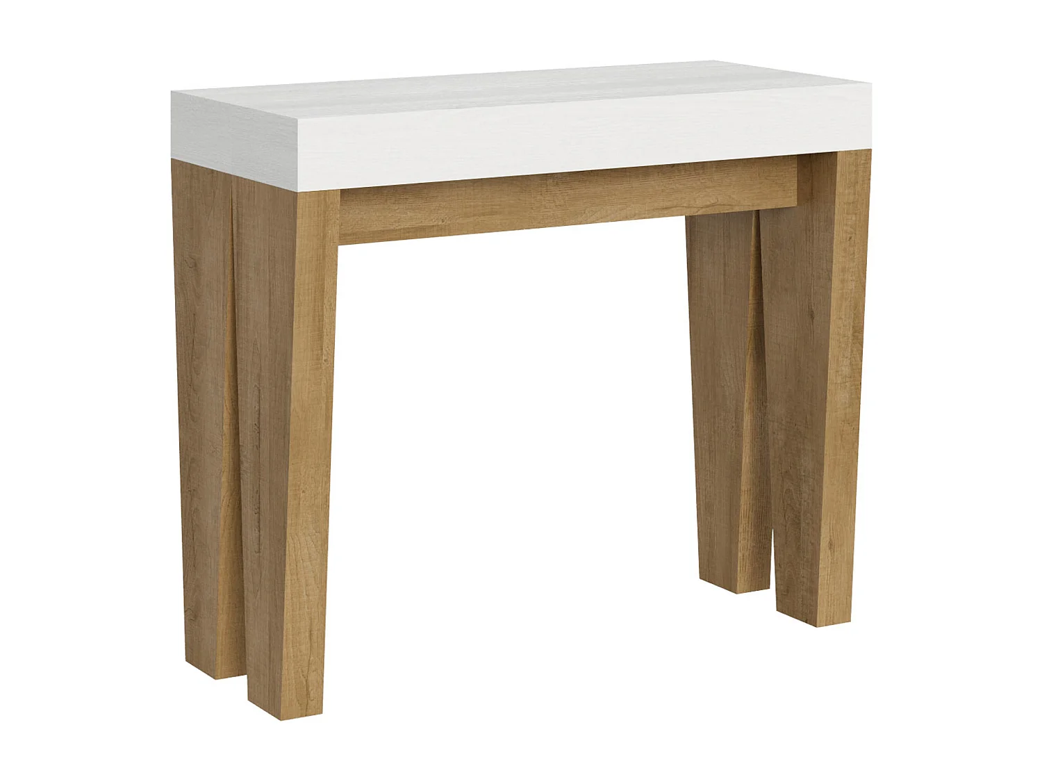 Konsola rozkładana 90x40/196 cm Spimbo Mix Small Blat Frassino biała - Struktura Dąb naturalny