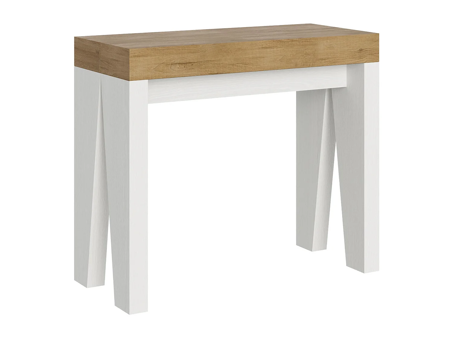 Console extensible 90x40/300 cm Naxy Mix dessus chêne nature - structure frêne blanc