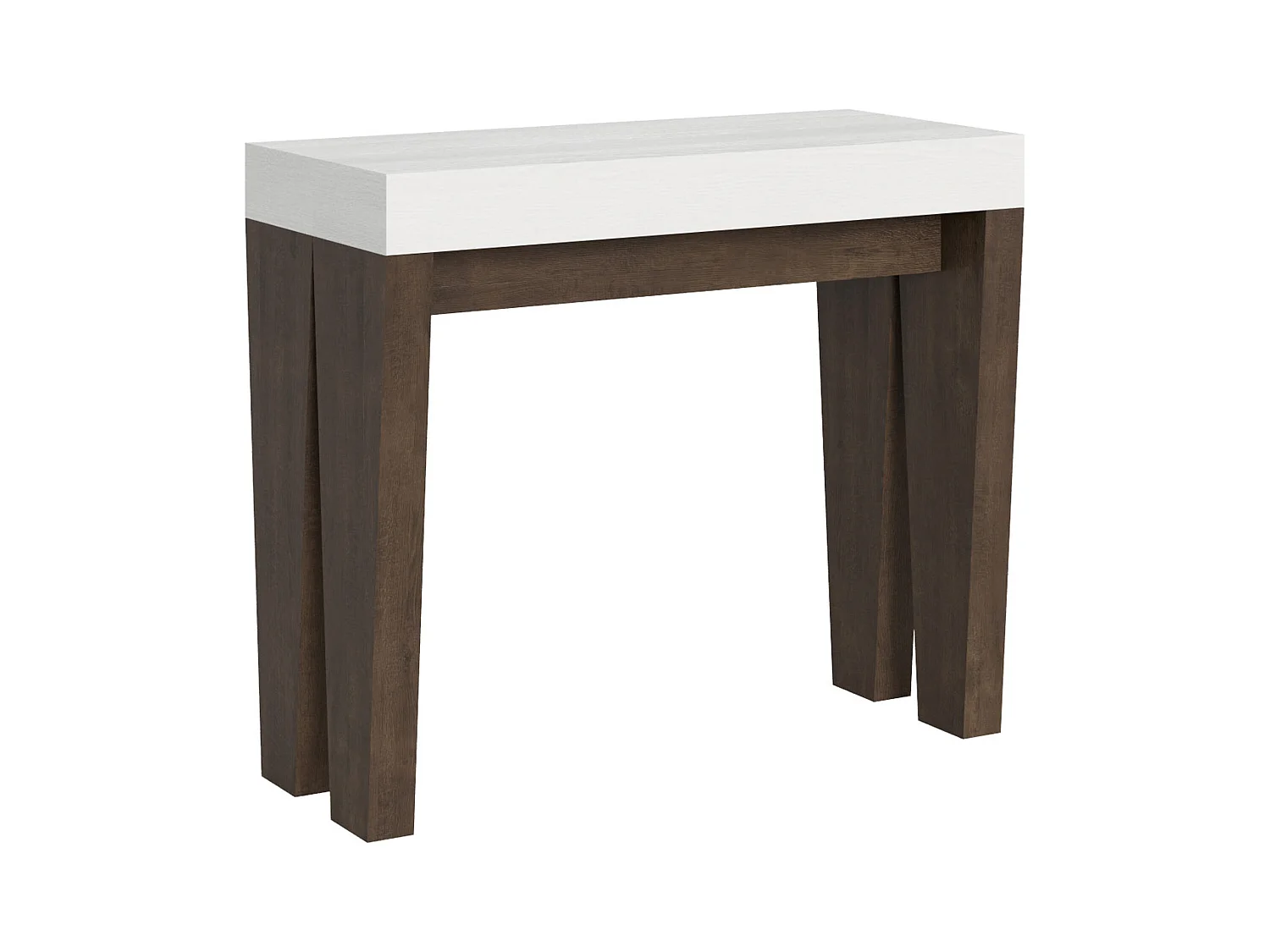 Console extensible 90x40/196 cm Spimbo Mix Small dessus Frêne Blanc - structure Noyer