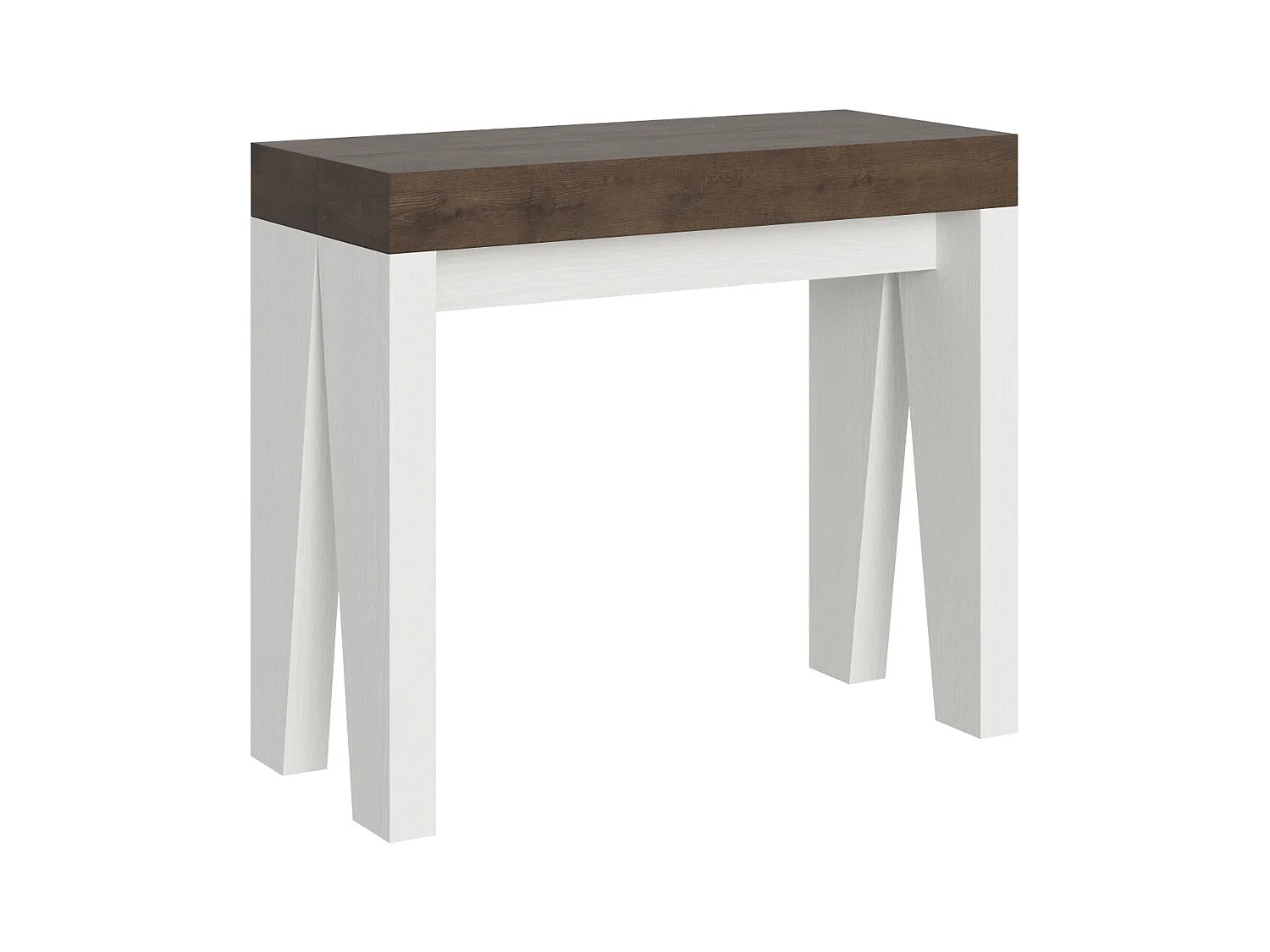 Console extensible 90x40/300 cm Naxy Mix dessus Noyer - structure Frêne Blanc