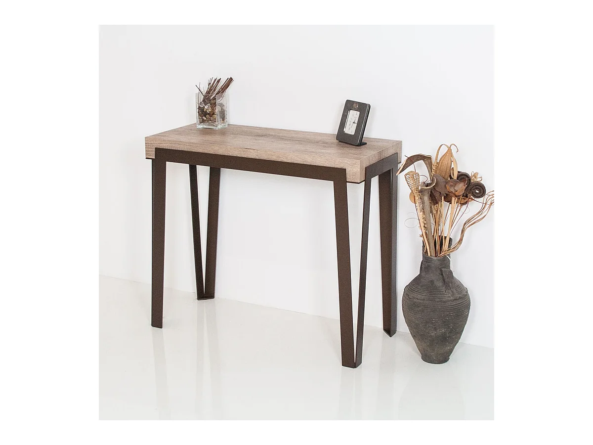 Uitschuifbare sidetable 90x40/196 cm Rio Small natuur eiken met roest frame