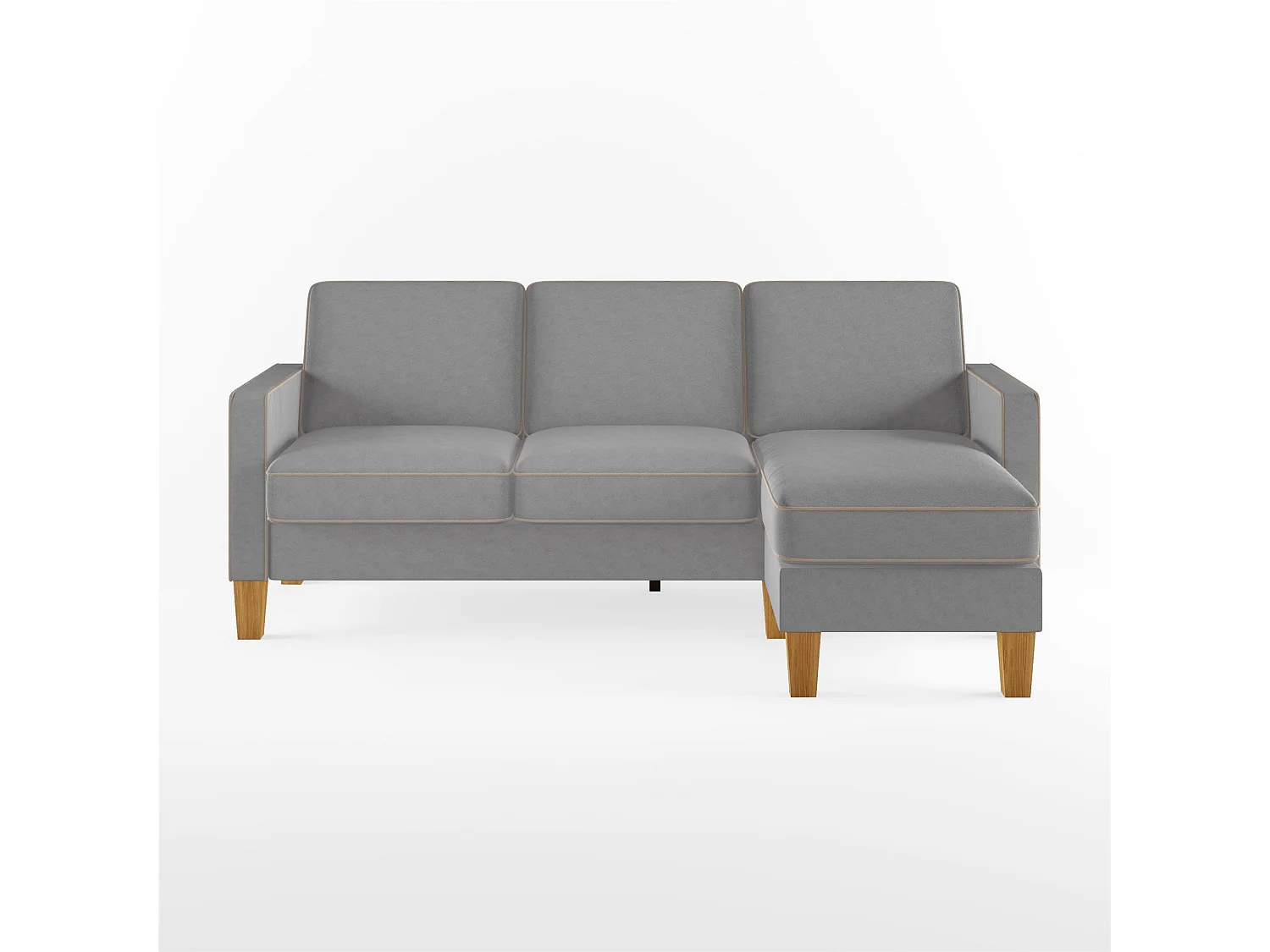 Sofa 3 zits met chaise lounge in Chenille grijs