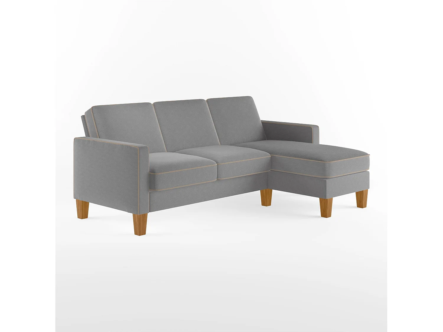 Sofa 3 zits met chaise lounge in Chenille grijs