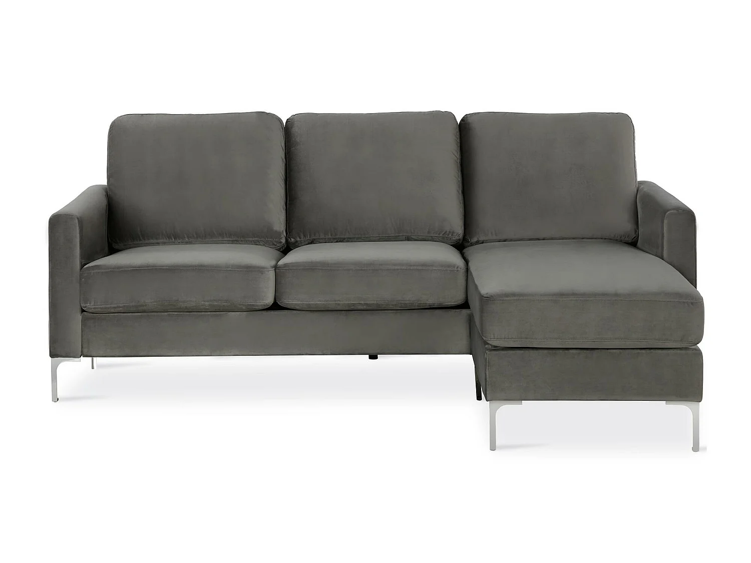 Sofa 3 zits met chaise longue in fluweelgrijs