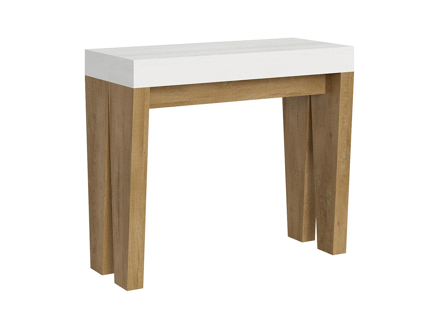 Console extensible 90x40/300 cm Spimbo Mix dessus Frêne Blanc - structure Chêne Nature