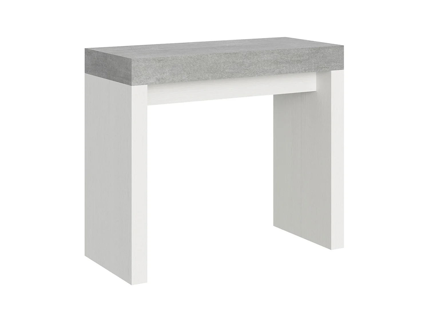Ausziehbare Konsole 90x40/300 cm Roxell Mix Cement Platte – Struktur aus weißer Esche