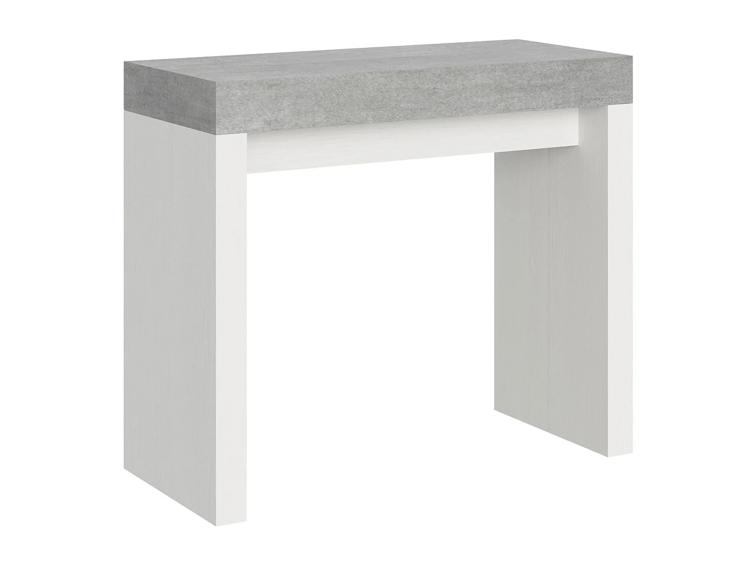 Console extensible 90x40/300 cm Roxell Mix dessus gris béton - structure frêne blanc