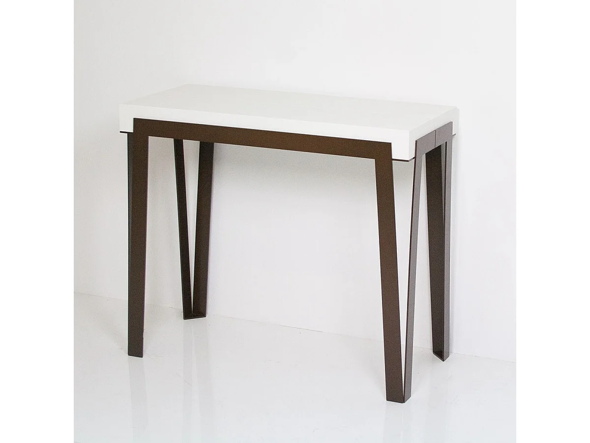 Console extensible 90x40/196 cm Rio Small Frêne Blanc cadre Ruille