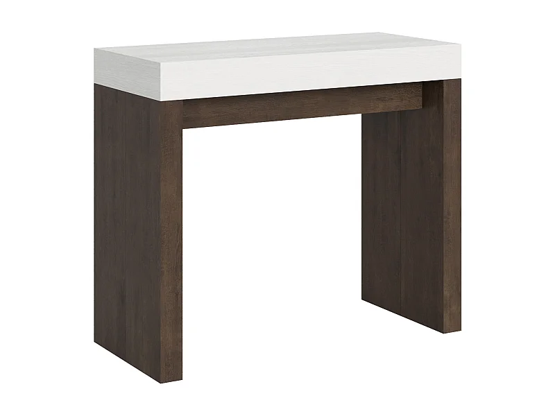 Console extensible 90x40/300 cm Roxell Mix dessus frêne blanc - structure noyer