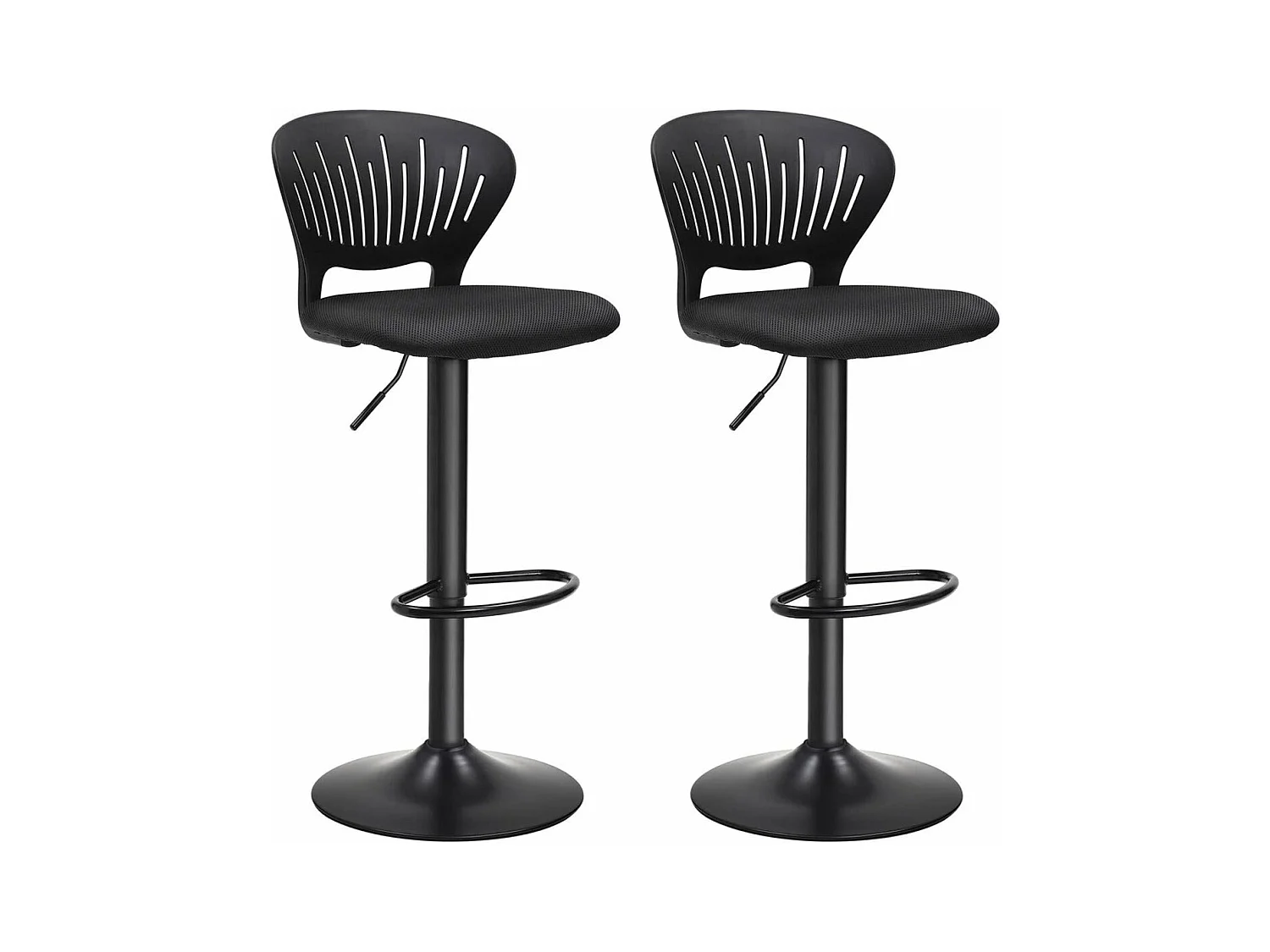 Taburetes de bar juego de 2 asiento acolchado regulable en altura respaldo en forma de corona tejido transpirable giratorio para barra de cocina negro 12_0002450