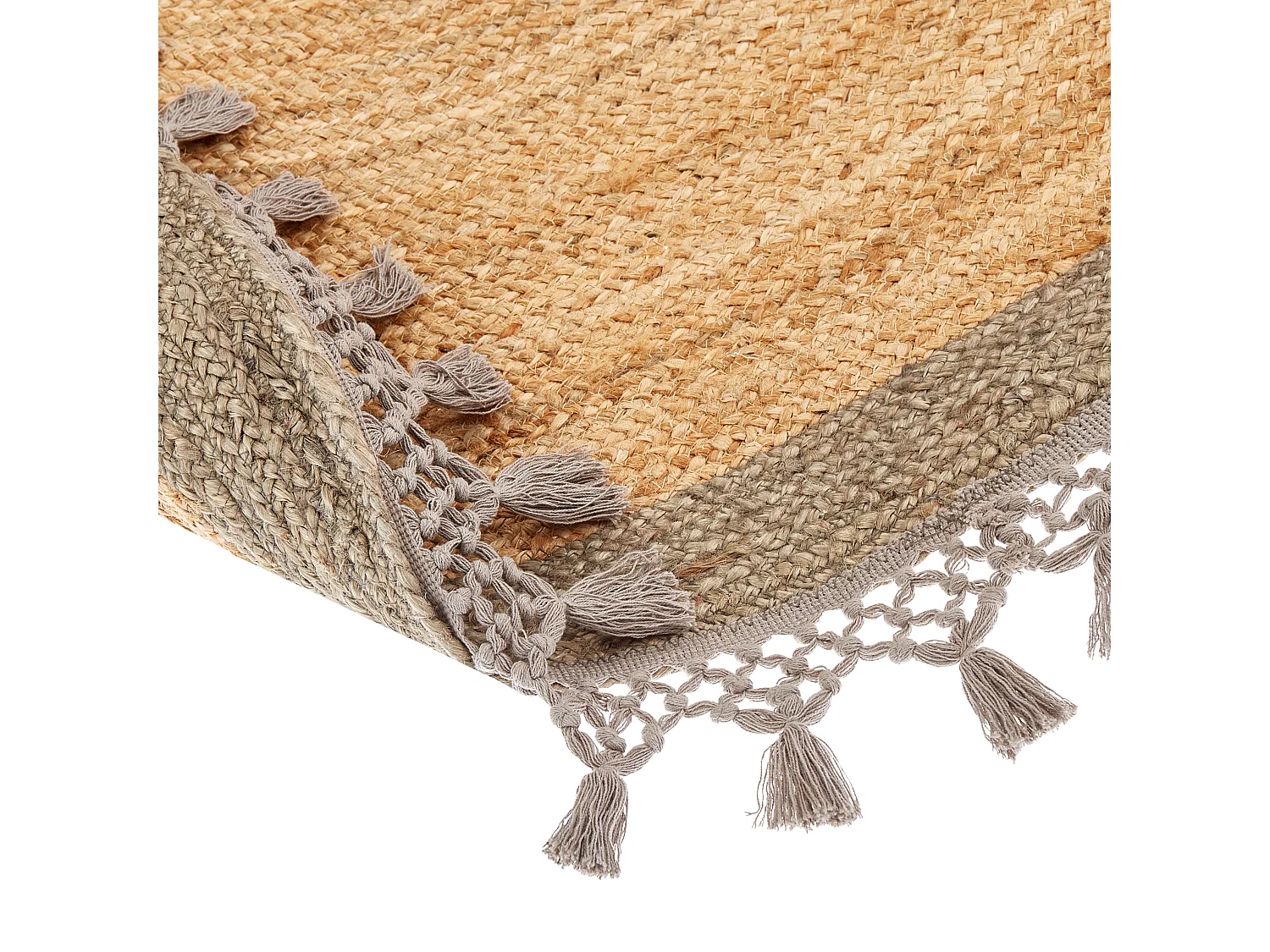 Dywan okrągły z juty ⌀ 140 cm beżowy z szarym MARTS
