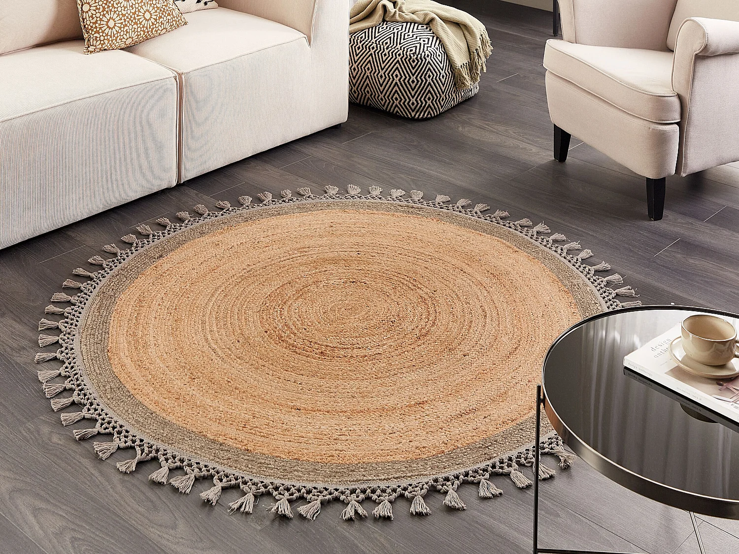Rug MARTS Grey ø 140 cm Jute
