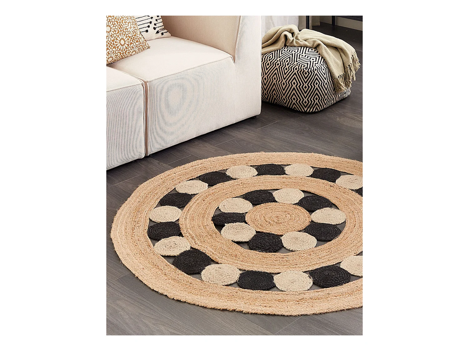 Tapis HOVIT Noir ø 140 cm Jute