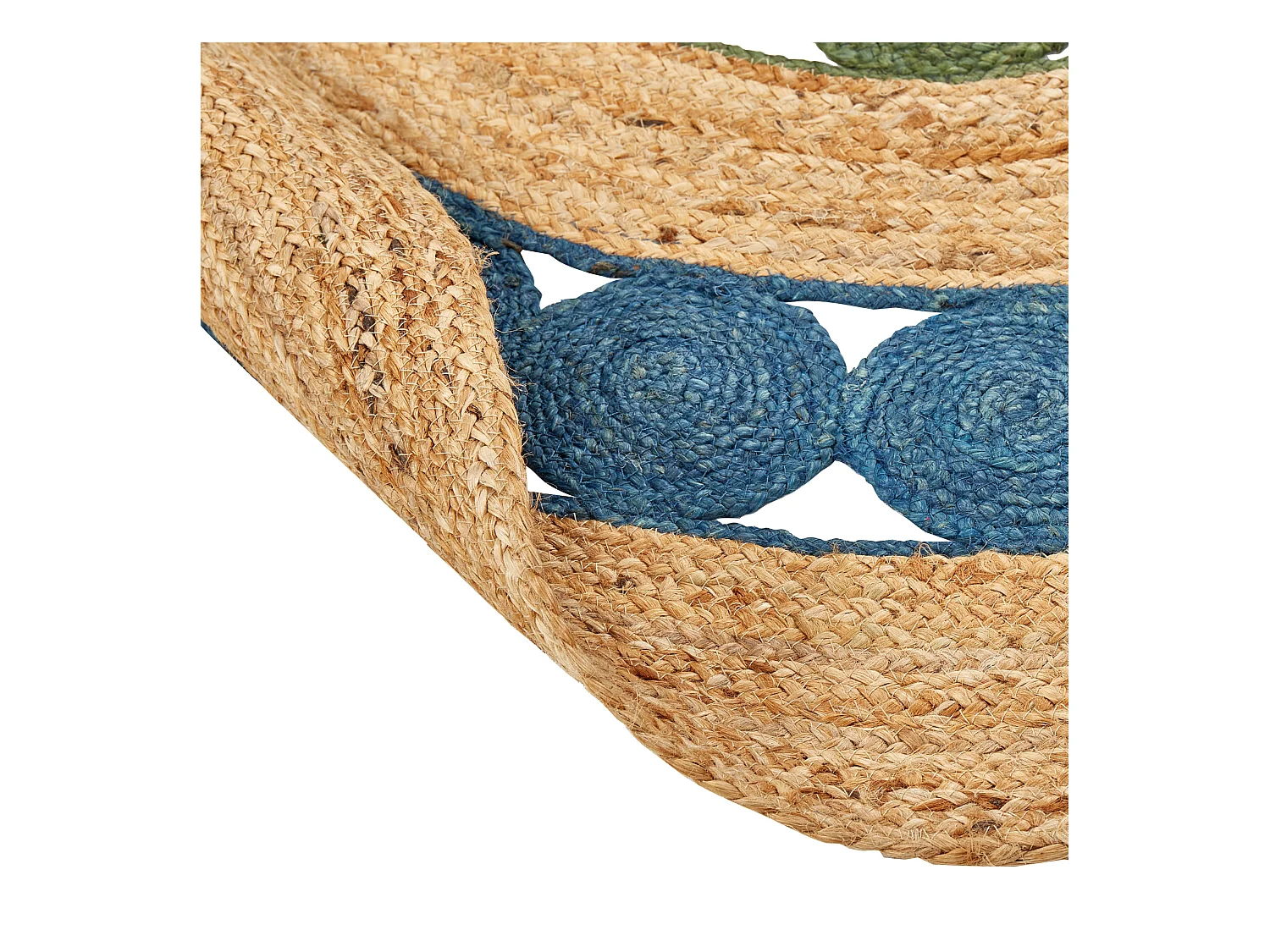 Vloerkleed HOVIT ø 140 cm Jute Groen Blauw