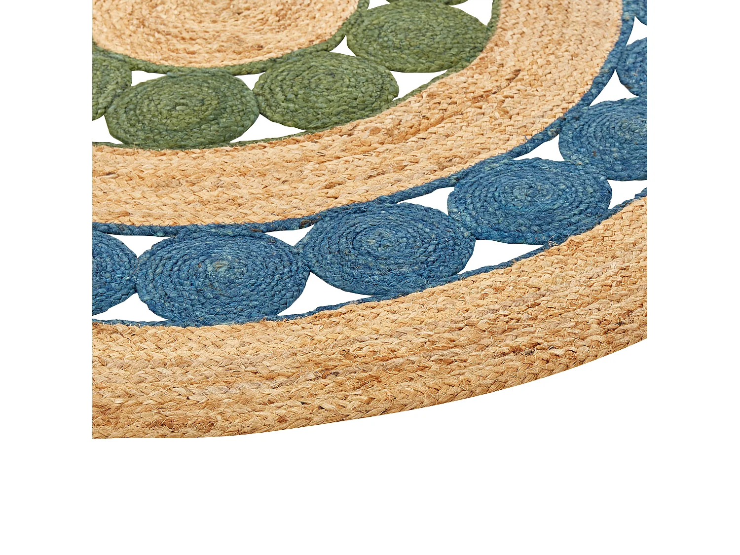 Vloerkleed HOVIT ø 140 cm Jute Groen Blauw