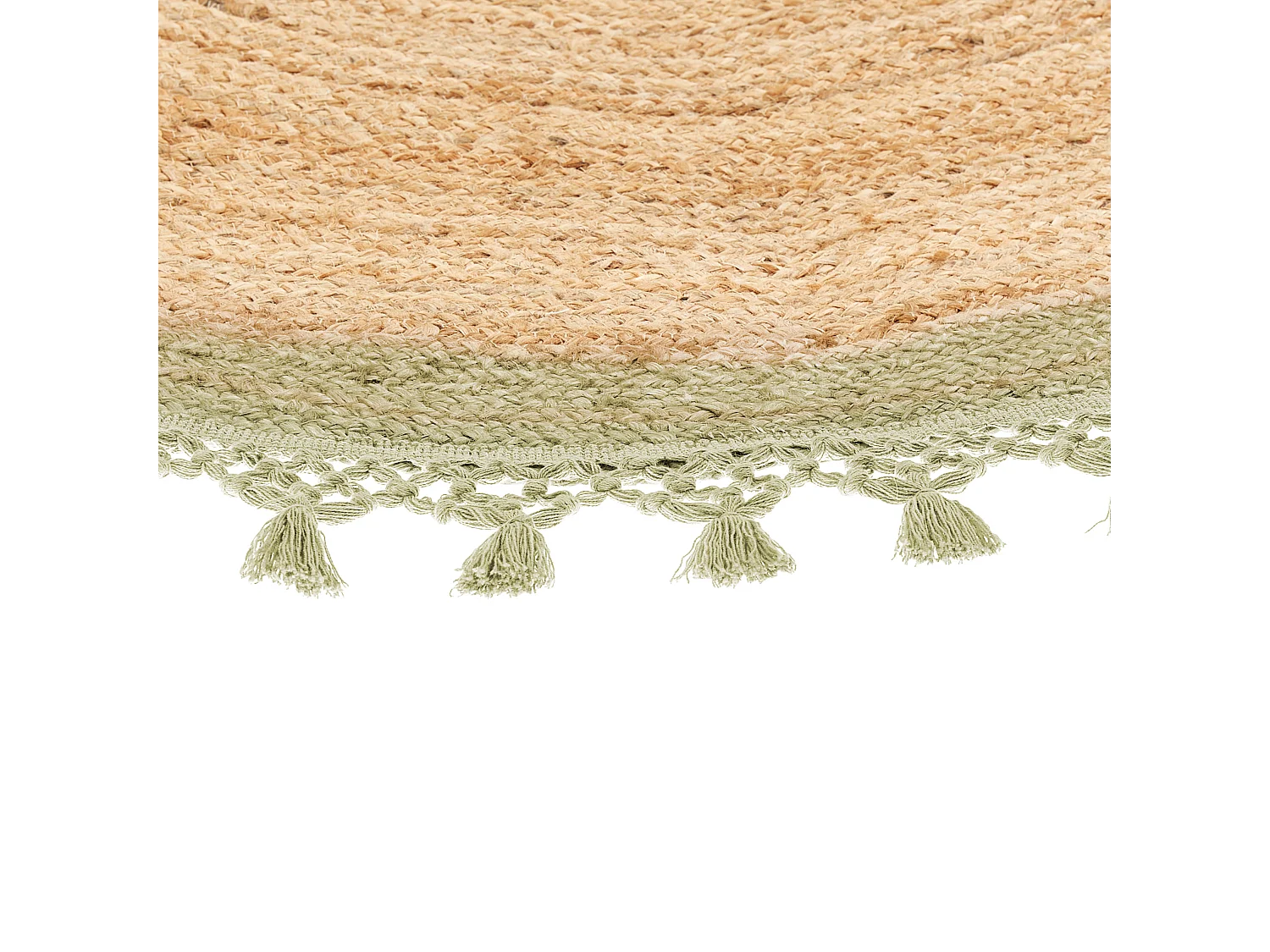 Dywan okrągły z juty ⌀ 140 cm beżowy z zielonym MARTS