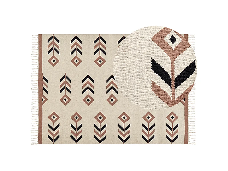 Tapete Kilim em algodão preto e creme 200 x 300 cm NIAVAN