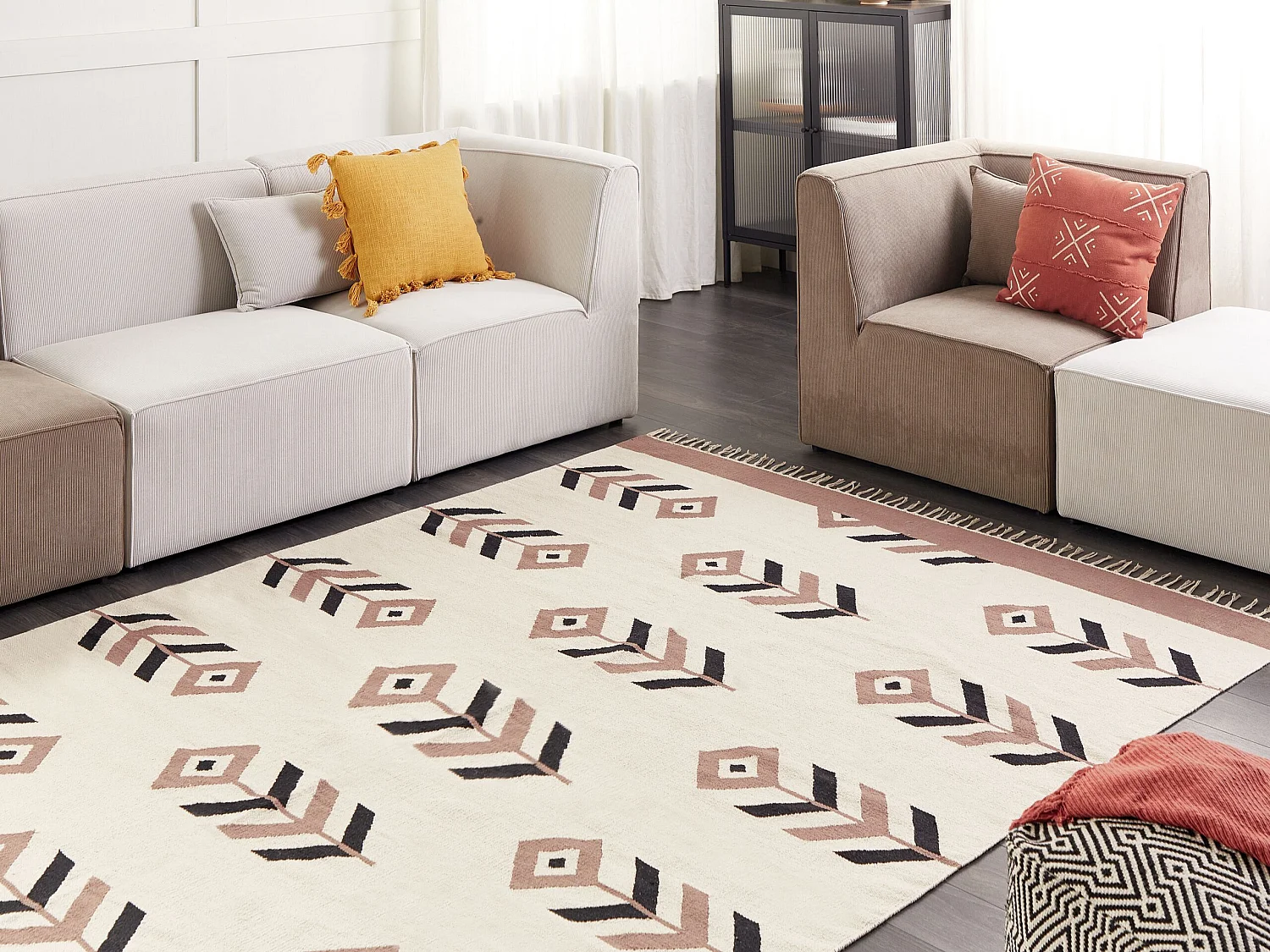 Rug NIAVAN Beige 200 x 300 cm Cotton Kilim